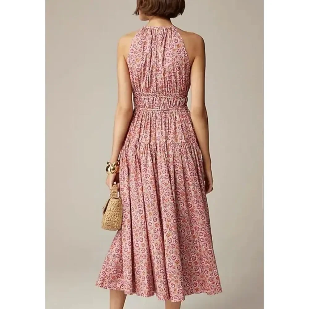 j. crew‎ tie-waist halter floral dress liberty ellie fabric ca089 women xxsmall